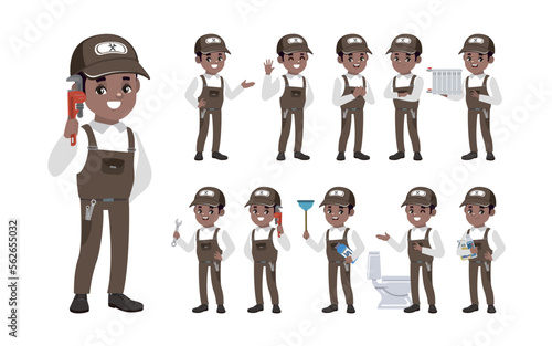 Set of plumber with different poses