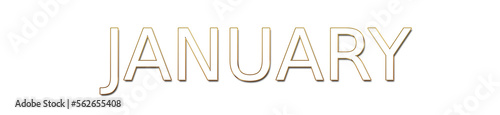 january golden typography banner on transparent background