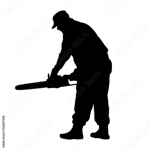 Worker Using a Chainsaw Silhouette