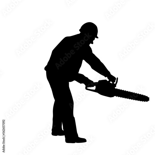 Worker Using a Chainsaw Silhouette
