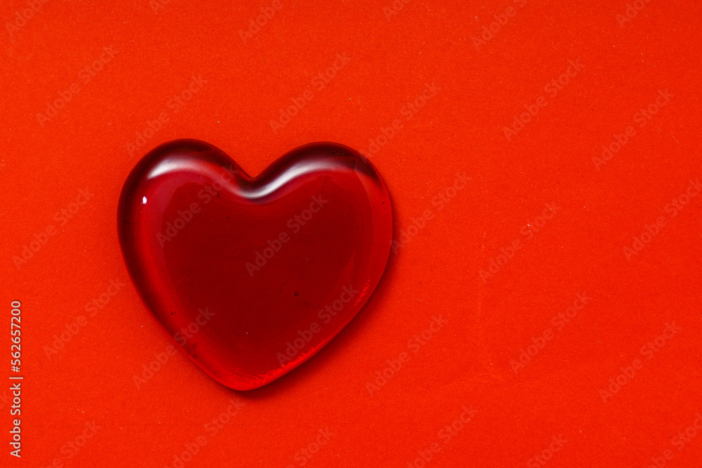 Red Valentine heart, top view