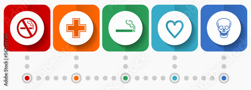 Health vector icons, medicine flat design web buttons collection, business concept infographic template