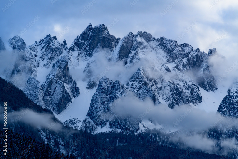 mountains at lake vorderer gosausee in the upper austrian region salzkammergut