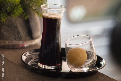 black coffee with milk ice ball