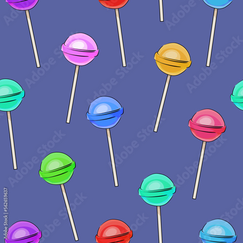 Vector seamless pattern. Candy, lollipop