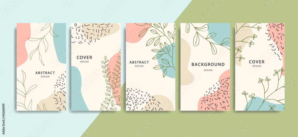 Obraz premium Creative cover design. Social media banner template. Editable mockup for stories, post, blog, sale and promotion. Abstract modern coloured shapes, line arts background design for web and mobile app.