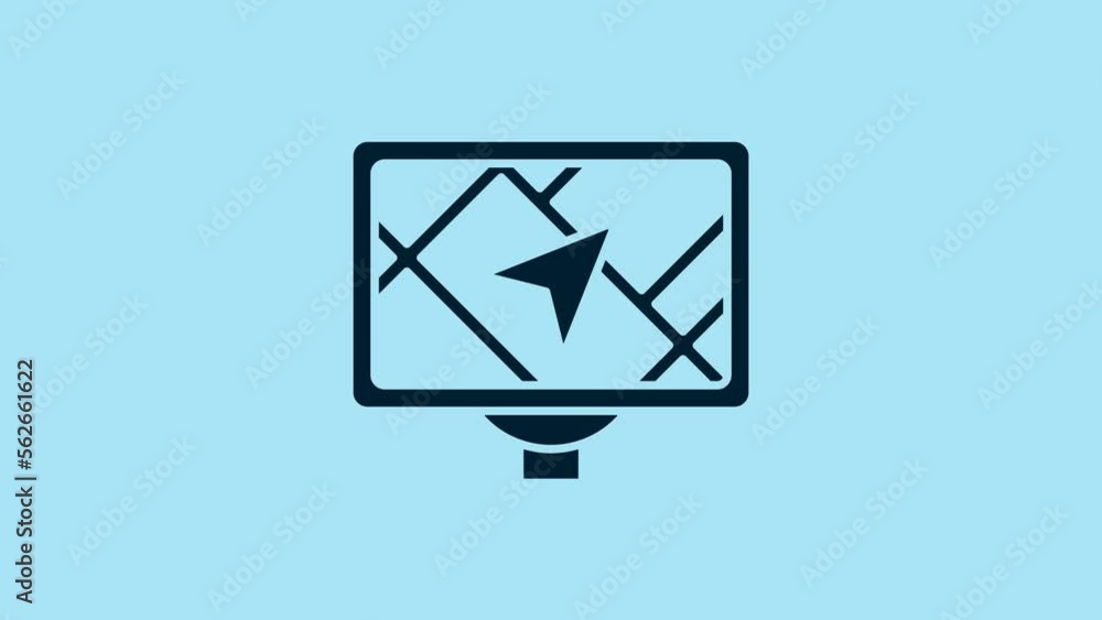 Blue Gps device with map icon isolated on blue background. 4K Video motion graphic animation Blue Gps device with map icon isolated on blue background. 4K Video motion graphic animation
