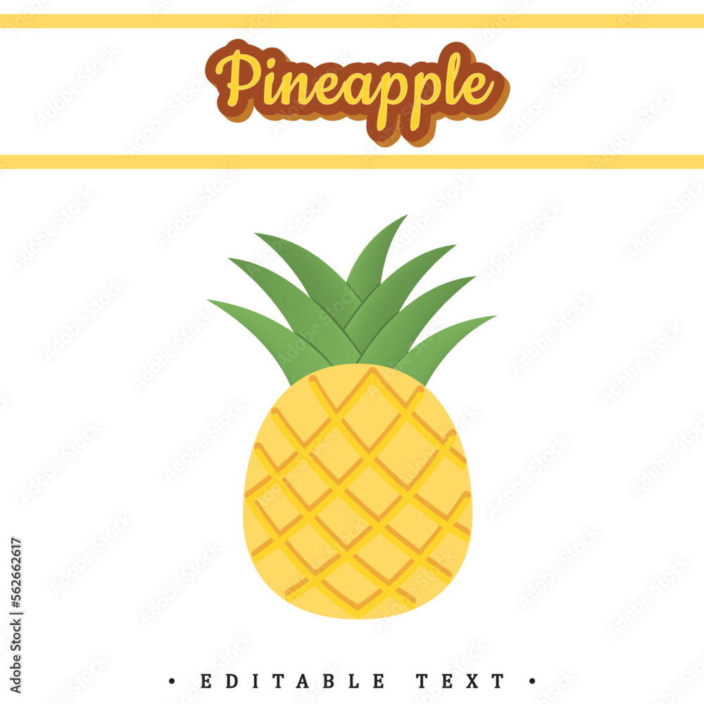 Editable Text Effect with Fresh Pineapple Drawing Editable Text Effect with Fresh Pineapple Drawing