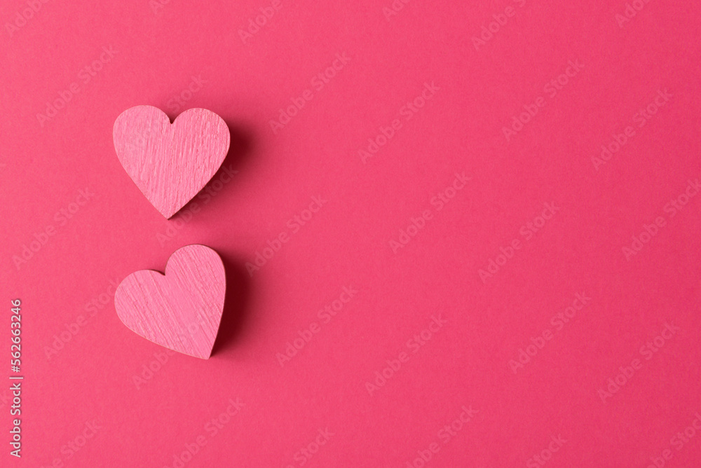 Valentine’s hearts on pink background. Valentines day greeting card