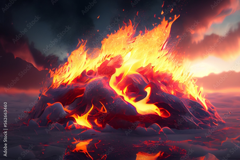 Fire and Ice Concept Background - Generative Ai