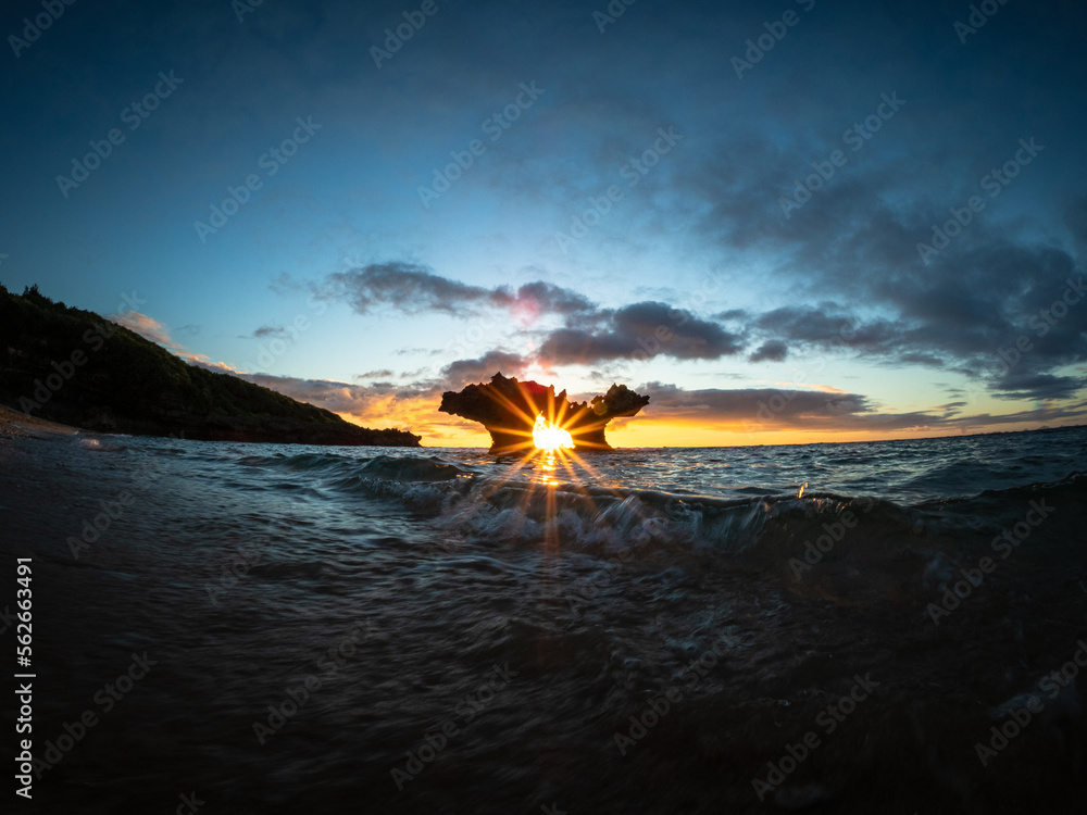 Sunset among the rocks of Kouri Island