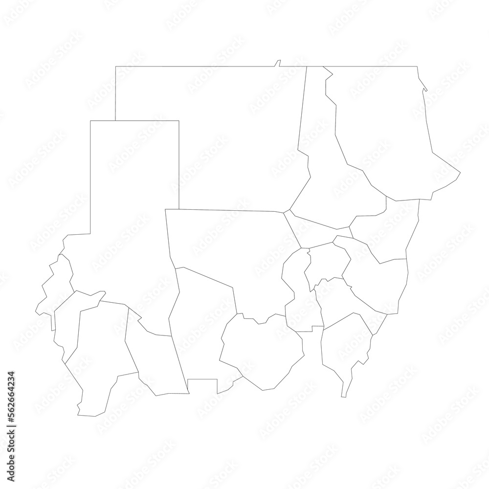 Sudan political map of administrative divisions