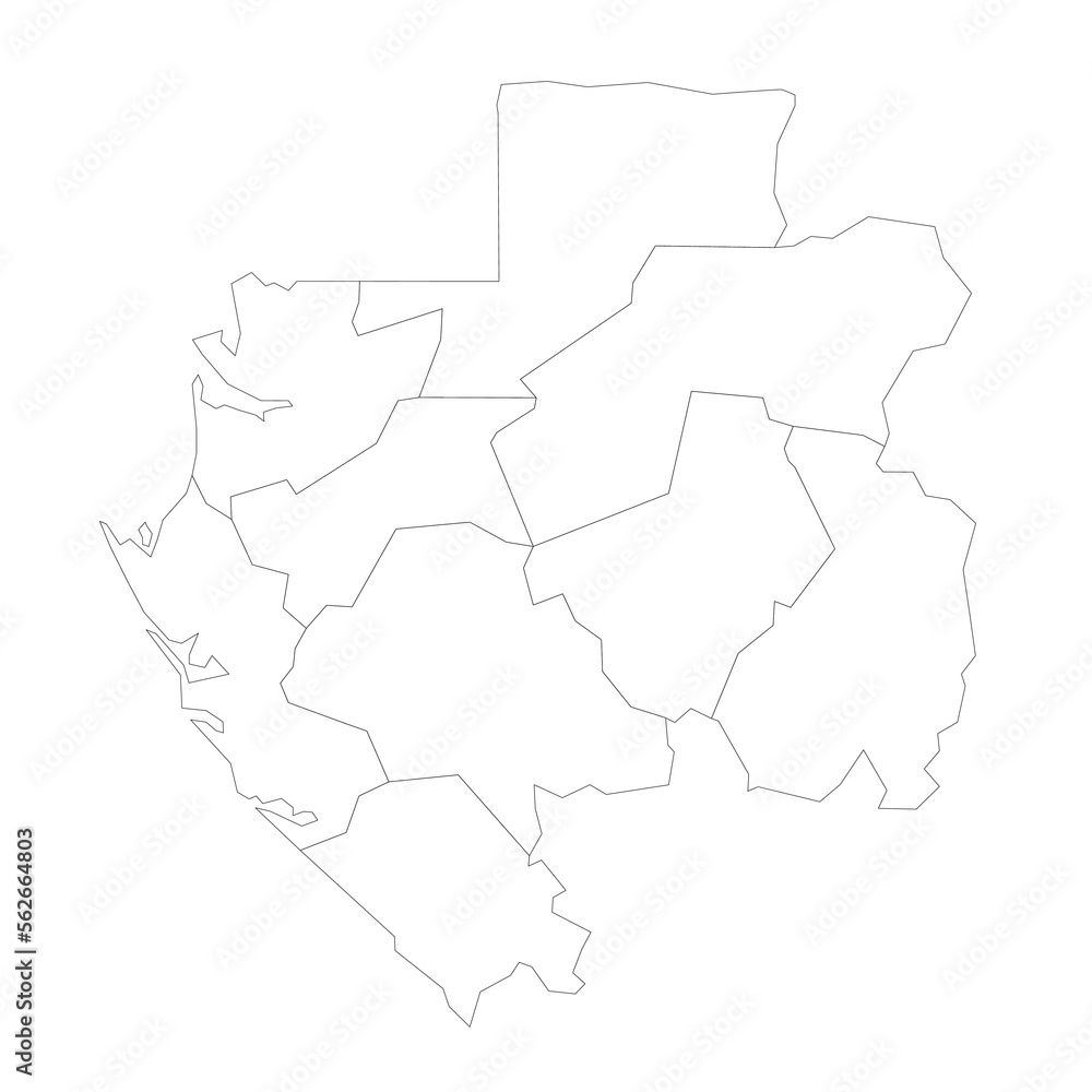 Gabon political map of administrative divisions