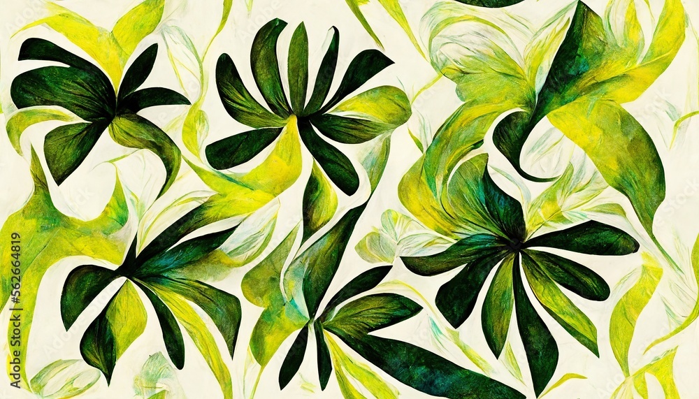 Image of beige background with green floral pattern created using Generative AI technology Image of beige background with green floral pattern created using Generative AI technology