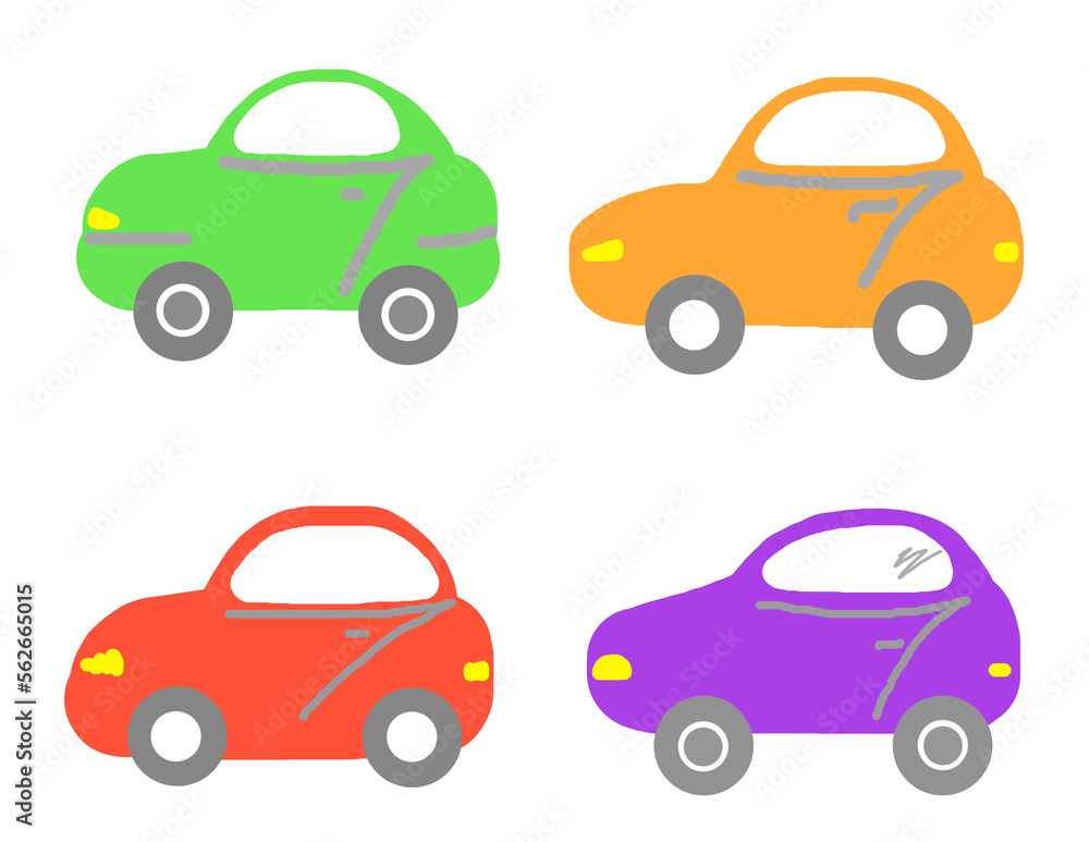 Set of colorful cars