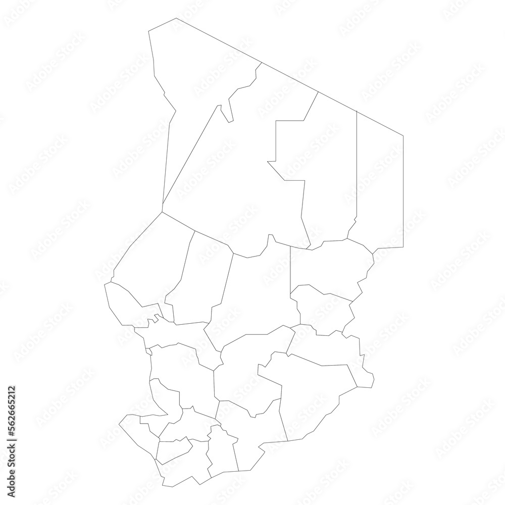 Chad political map of administrative divisions Chad political map of administrative divisions