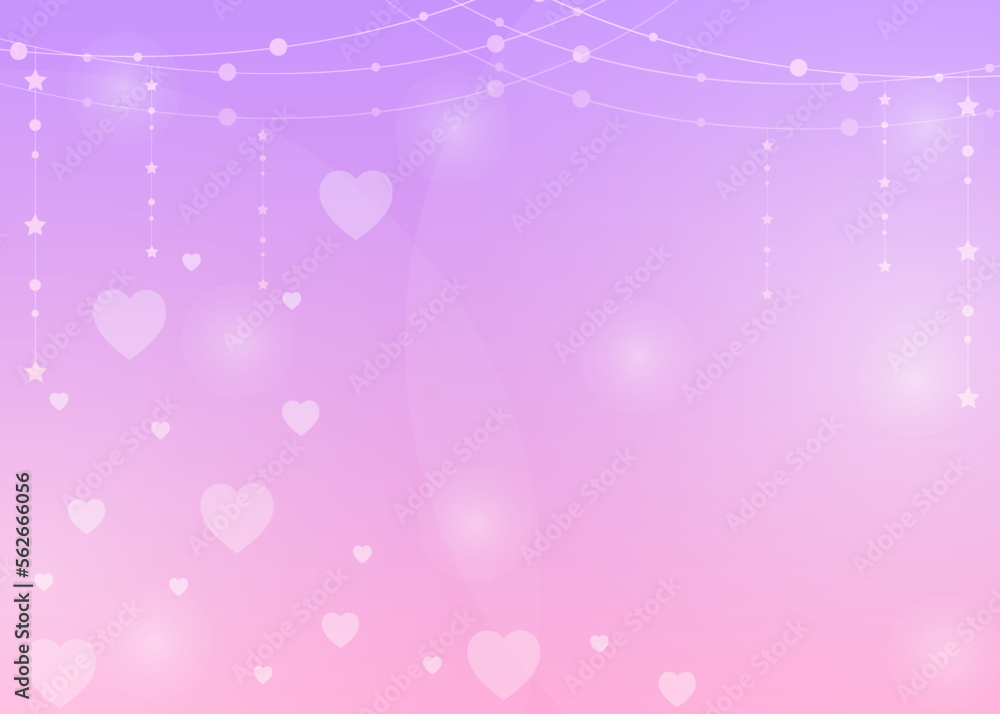 Holographic illustration in pastel colors. Cute cartoon girly background. Bright multicolored sky with bokeh and hearts. Vector. Holographic illustration in pastel colors. Cute cartoon girly background. Bright multicolored sky with bokeh and hearts. Vector.