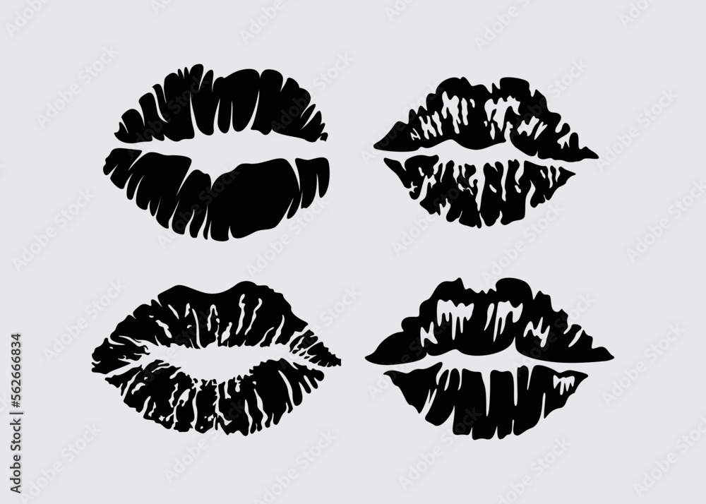 Lips kisses former kiss illustration vector element set isolated
