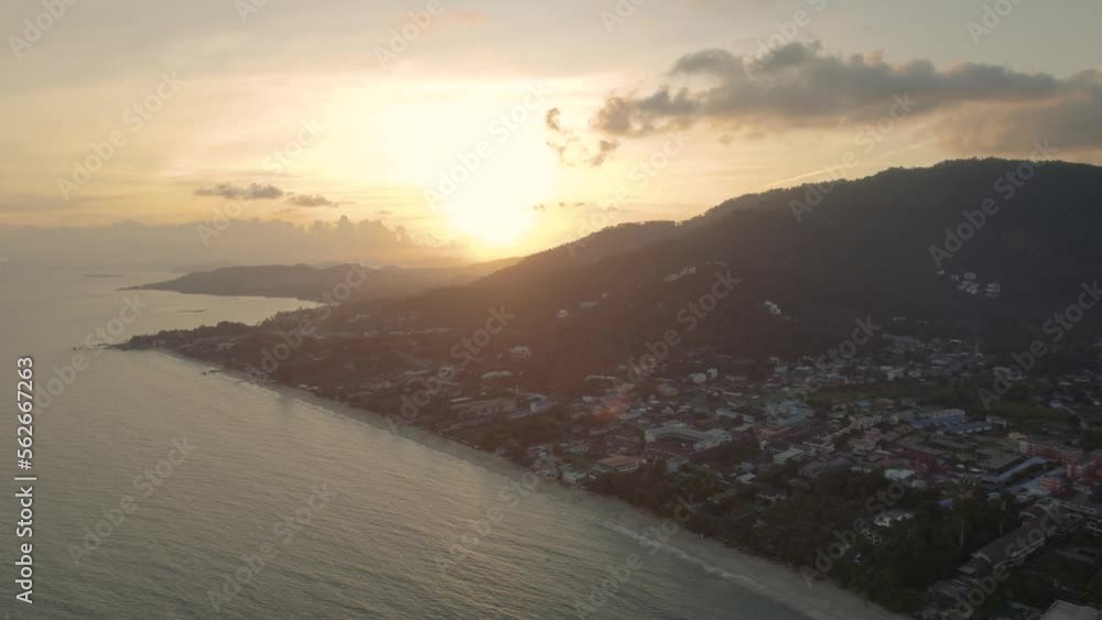 Aerial view of Koh Samui, Lamai beach, sunset. Thailand Aerial view of Koh Samui, Lamai beach, sunset. Thailand