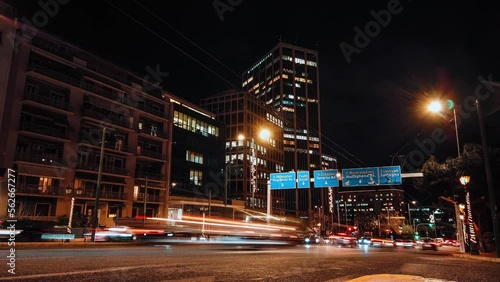 Timelapse - Tower of Athens, Greece at night photo