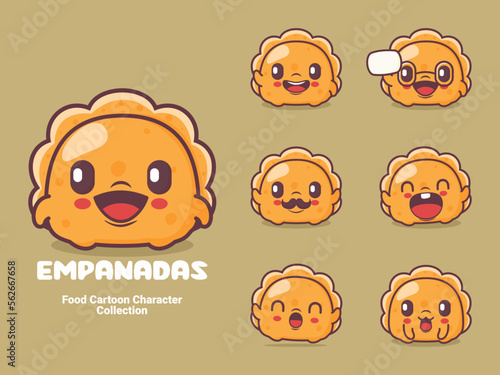 empanadas cartoon character food vector illustration