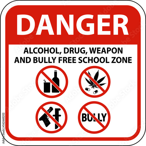 Free Download School Security Sign Danger, Alcohol, Drug, Weapon And Bully Free School Zone - GFXLoad