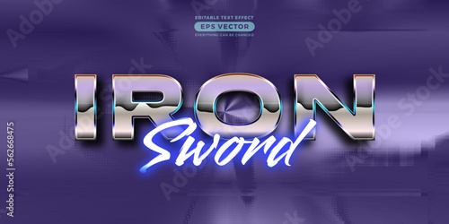 Iron sword editable text style effect in retro style theme ideal for poster, social media post and banner template promotion