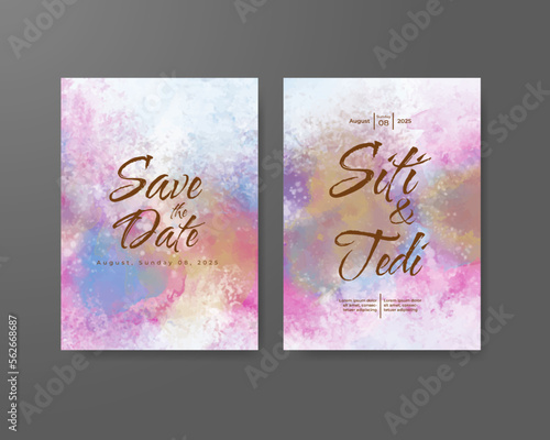 Wedding invitation with abstract watercolor background © REZI