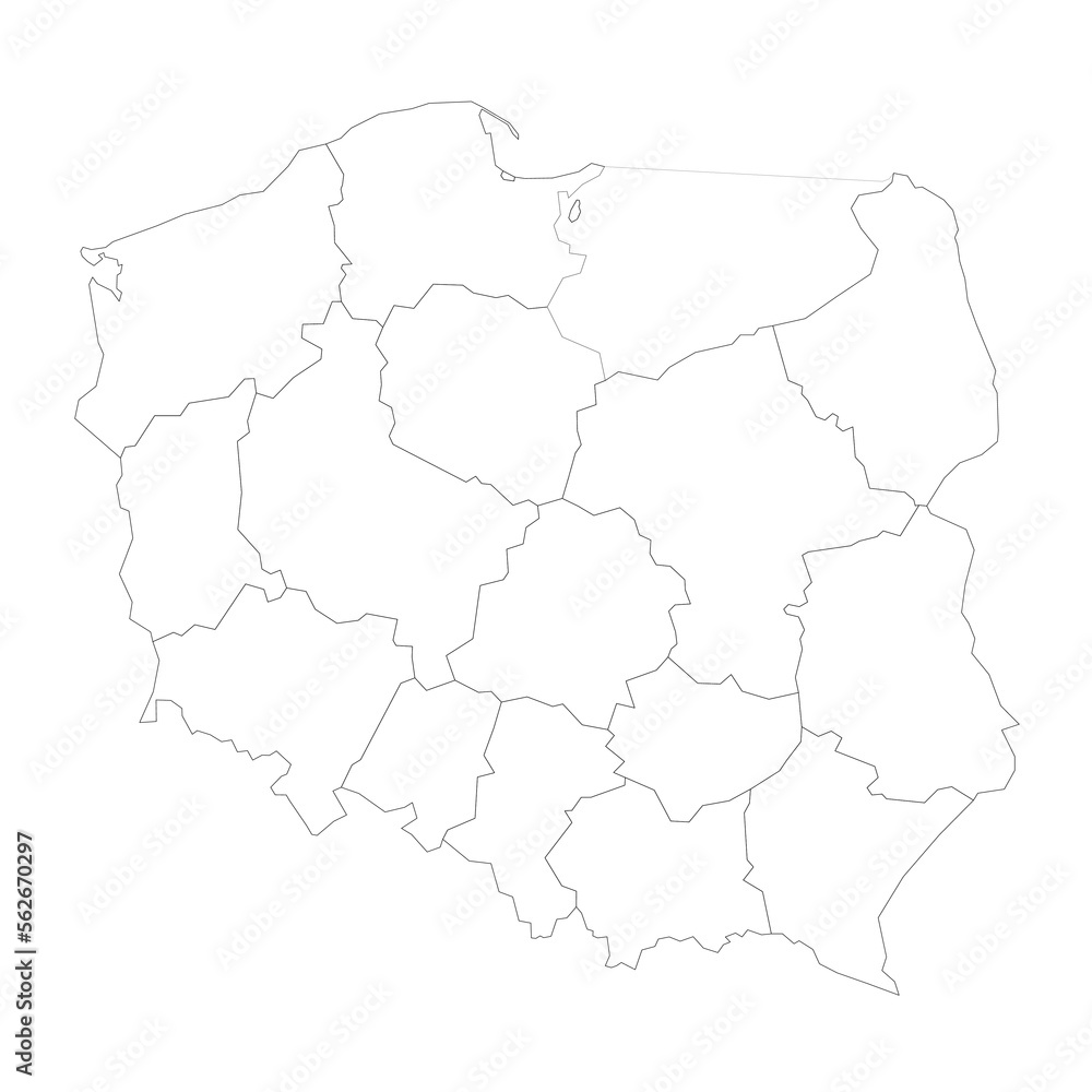 Poland political map of administrative divisions