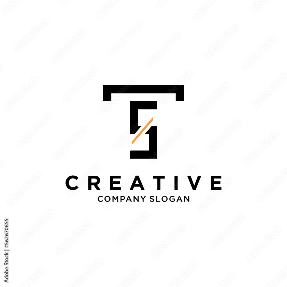 monogram TS letter logo with abstract geometric vector monogram TS letter logo with abstract geometric vector