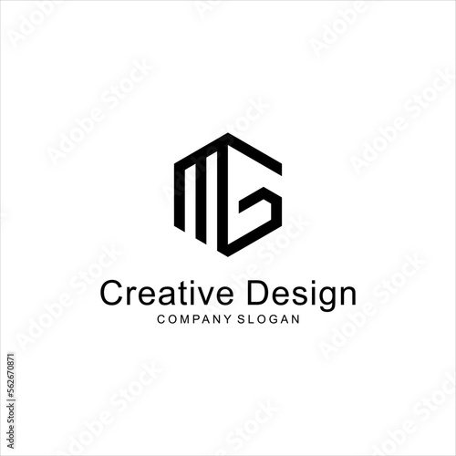 MG letter logo abstract geometric with hexagon idea