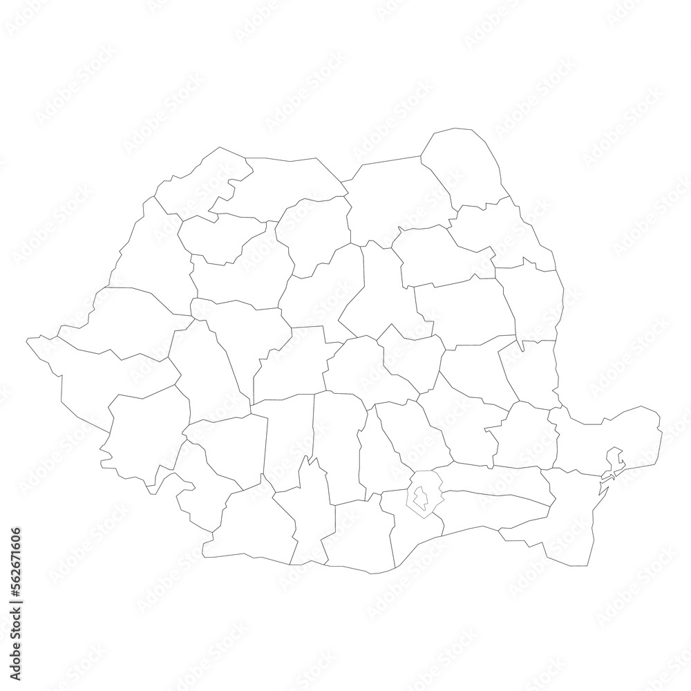 Romania political map of administrative divisions