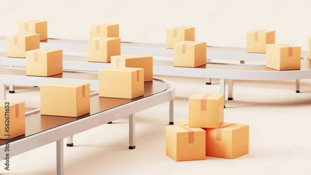 Boxes on the conveyor belt, Logistics transportation concept, 3d rendering. Boxes on the conveyor belt, Logistics transportation concept, 3d rendering.