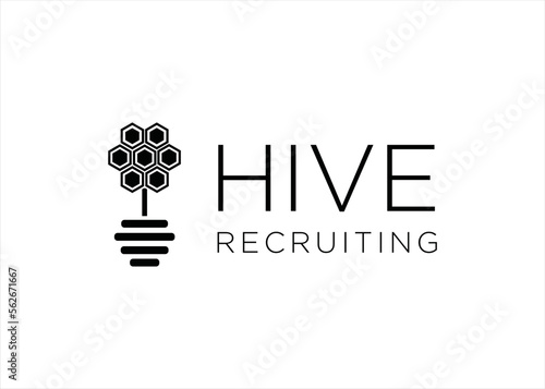 honey hive bee logo flower concept geometric shape