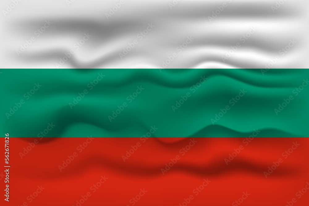 Waving flag of the country Bulgaria. Vector illustration.