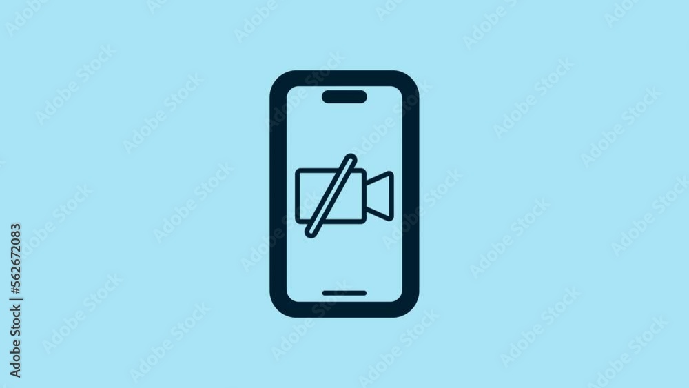 Blue Video camera Off on mobile screen icon isolated on blue background. No video. 4K Video motion graphic animation Blue Video camera Off on mobile screen icon isolated on blue background. No video. 4K Video motion graphic animation