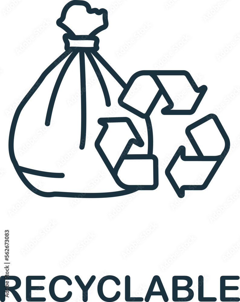 Recyclable icon. Monochrome simple Sustainability icon for templates, web design and infographics Recyclable icon. Monochrome simple Sustainability icon for templates, web design and infographics