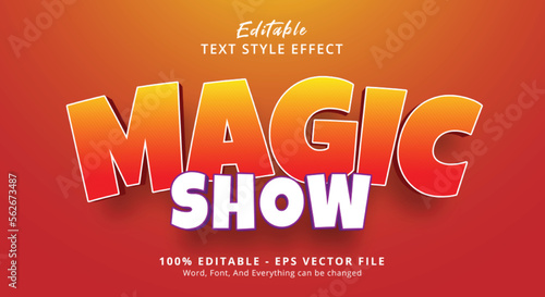 Magic show text headline cartoon style, editable text effect