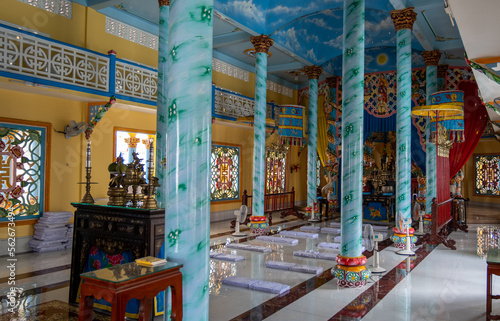 Interior of Cao Dai Temple. Ho Chi Minh, Vietnam