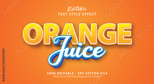 Editable text effect, Orange Juice text on Headline style effect