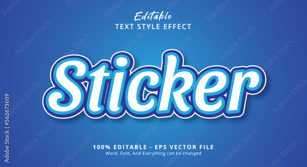 Editable text effect, Sticker text on Blue layered style display sticker Editable text effect, Sticker text on Blue layered style display sticker