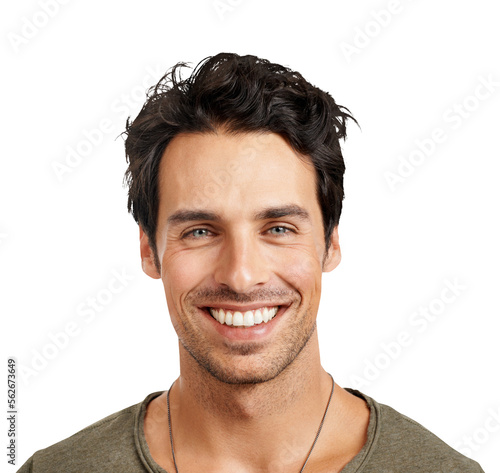 A handsome young man smiling Isolated on a PNG background.