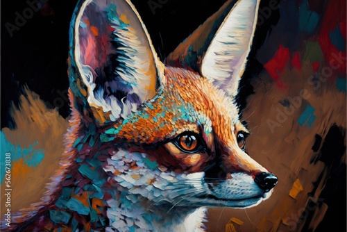 red fox face, illustration painting ai generated © dasom