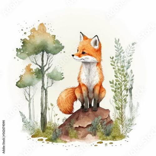 baby red fox in the grass  ai generated