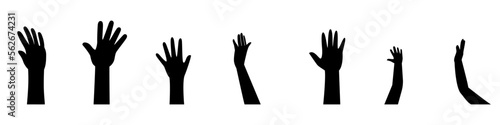 Raised hands icon vector. Hands up illustration sign. palm symbol or logo.