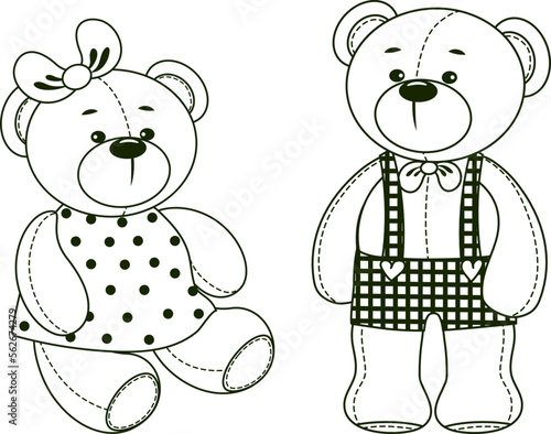 Vector hand-drawn illustration of a cute teddy bear. Gift toy for Valentines day, birthday, Christmas, holiday. Doodle.
