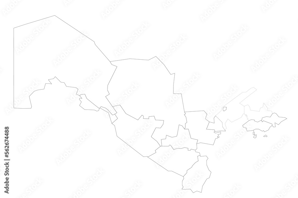 Uzbekistan political map of administrative divisions