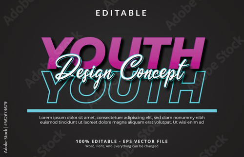 Editable text effect, Youth Design concept text on business poster or fashion design