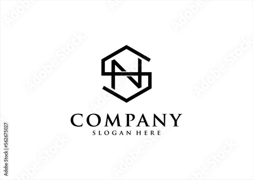 letter N and S logo design template