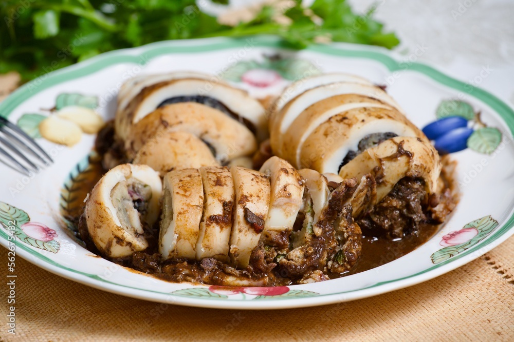 Stuffed cuttlefish with ink sauce Stuffed cuttlefish with ink sauce